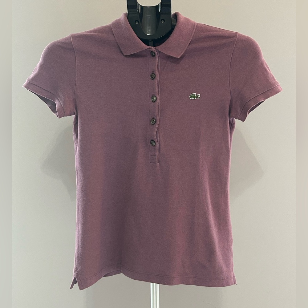 Lacoste Purple Fitted Button Down Polo Shirt